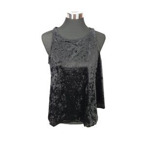 Rue21 Juniors Black Crushed Velvet Tank Top Sleeveless Rounded Hem‎ Casual XL